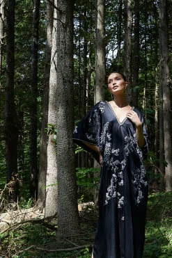 Natori Couture Caftans-Couture Silk Embroidered Caftan