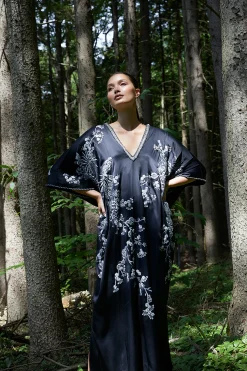 Natori Couture Caftans-Couture Silk Embroidered Caftan