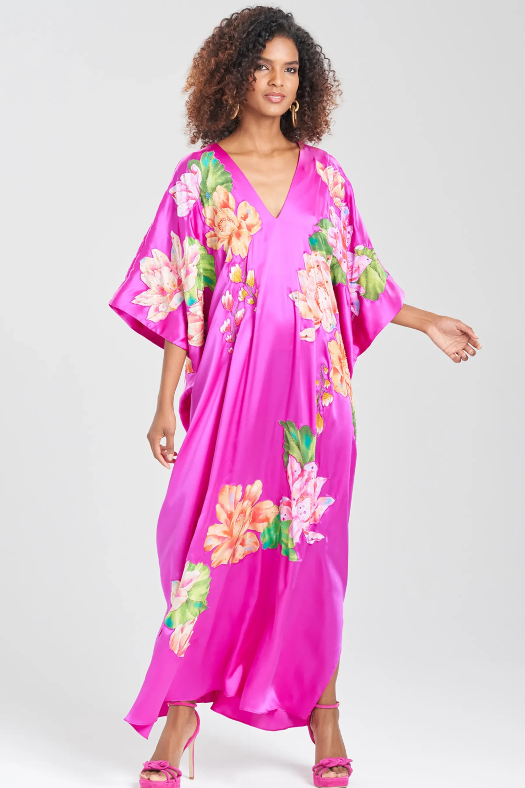 Natori Couture Caftans-Couture Hanabi Beaded Silk Caftan