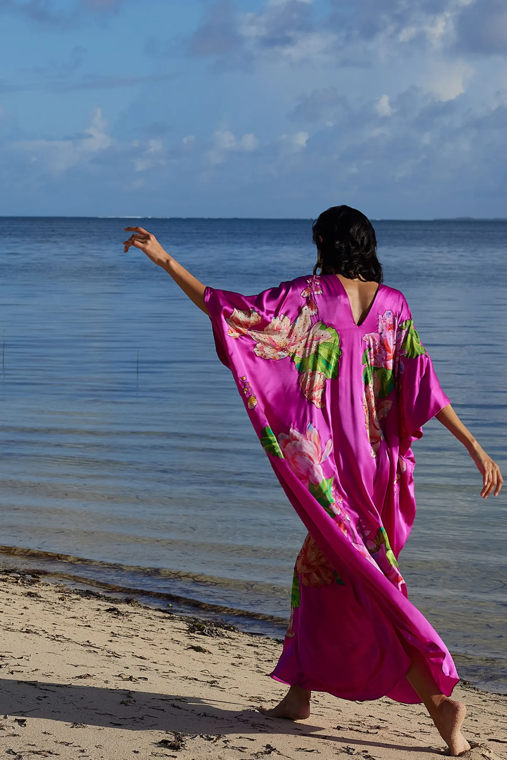 Natori Couture Caftans-Couture Hanabi Beaded Silk Caftan
