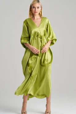 Natori Couture Caftans-Couture Ink Dragon Embroidered Cocoon Silk Caftan