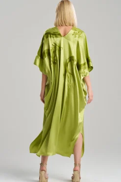 Natori Couture Caftans-Couture Ink Dragon Embroidered Cocoon Silk Caftan