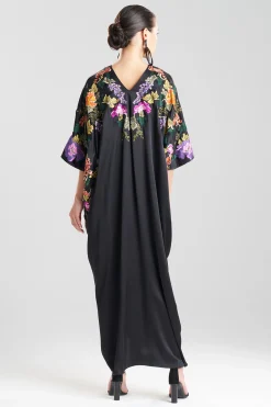 Natori Couture Caftans-Couture Kairaku Garden Embroidered Silk Caftan