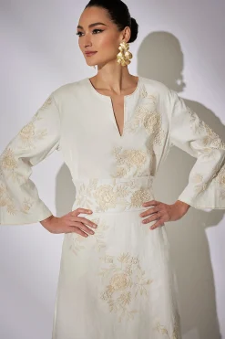 Natori Honeymoon|Couture Caftans-Couture Luxe Linen Embroidered Caftan