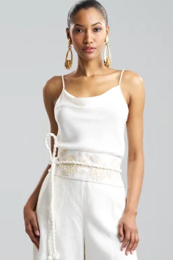 Natori Belts-Couture Luxe Linen Embroidered Obi Belt