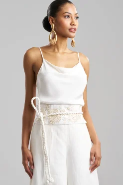 Natori Belts-Couture Luxe Linen Embroidered Obi Belt