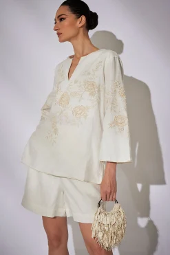 Natori Honeymoon|Tops, Shirts & Tunics-Couture Luxe Linen Embroidered Tunic