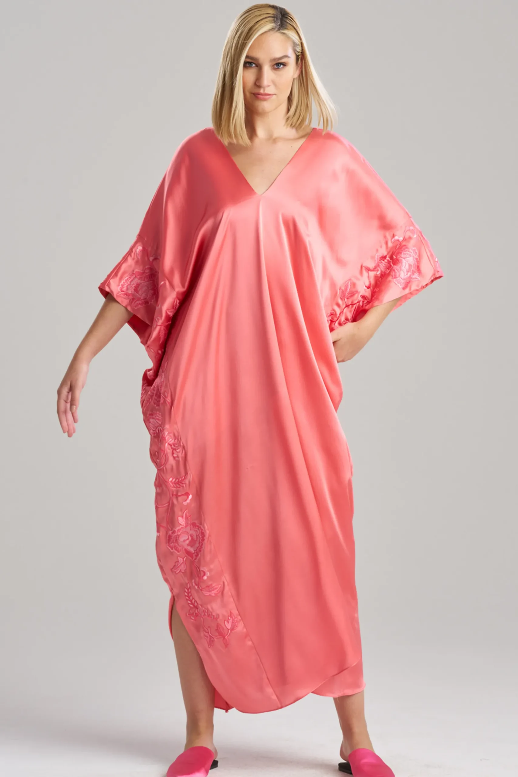 Natori Beach Caftans|Couture Caftans-Couture Malaga Embroidered Silk Caftan