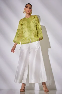 Natori Jackets & Outerwear|Couture Coats-Couture Piña Embroidered Mandarin Jacket