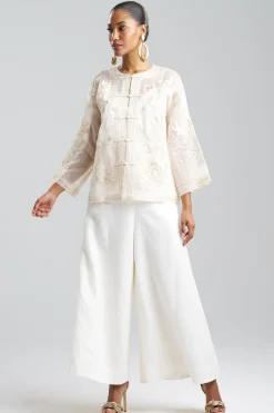 Natori Jackets & Outerwear|Couture Coats-Couture Piña Embroidered Mandarin Jacket