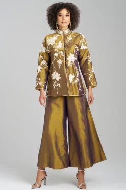 Natori Tops, Shirts & Tunics|Couture Tops-Couture Silk Dupioni Embroidered Mandarin Tunic