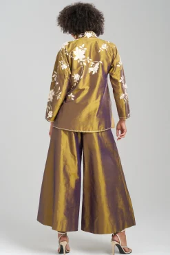 Natori Tops, Shirts & Tunics|Couture Tops-Couture Silk Dupioni Embroidered Mandarin Tunic