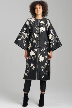 Natori Jackets & Outerwear|Couture Coats-Couture Silk Dupioni Embroidered Padded Coat