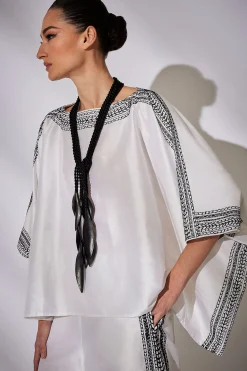 Natori Tops, Shirts & Tunics|Couture Tops-Couture Silk Dupioni Embroidered Top