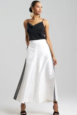 Natori Pants, Skirts & Shorts|Couture Pants-Couture Silk Dupioni Embroidered Trim Palazzo Pants