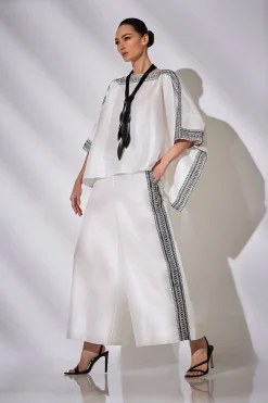 Natori Pants, Skirts & Shorts|Couture Pants-Couture Silk Dupioni Embroidered Trim Palazzo Pants