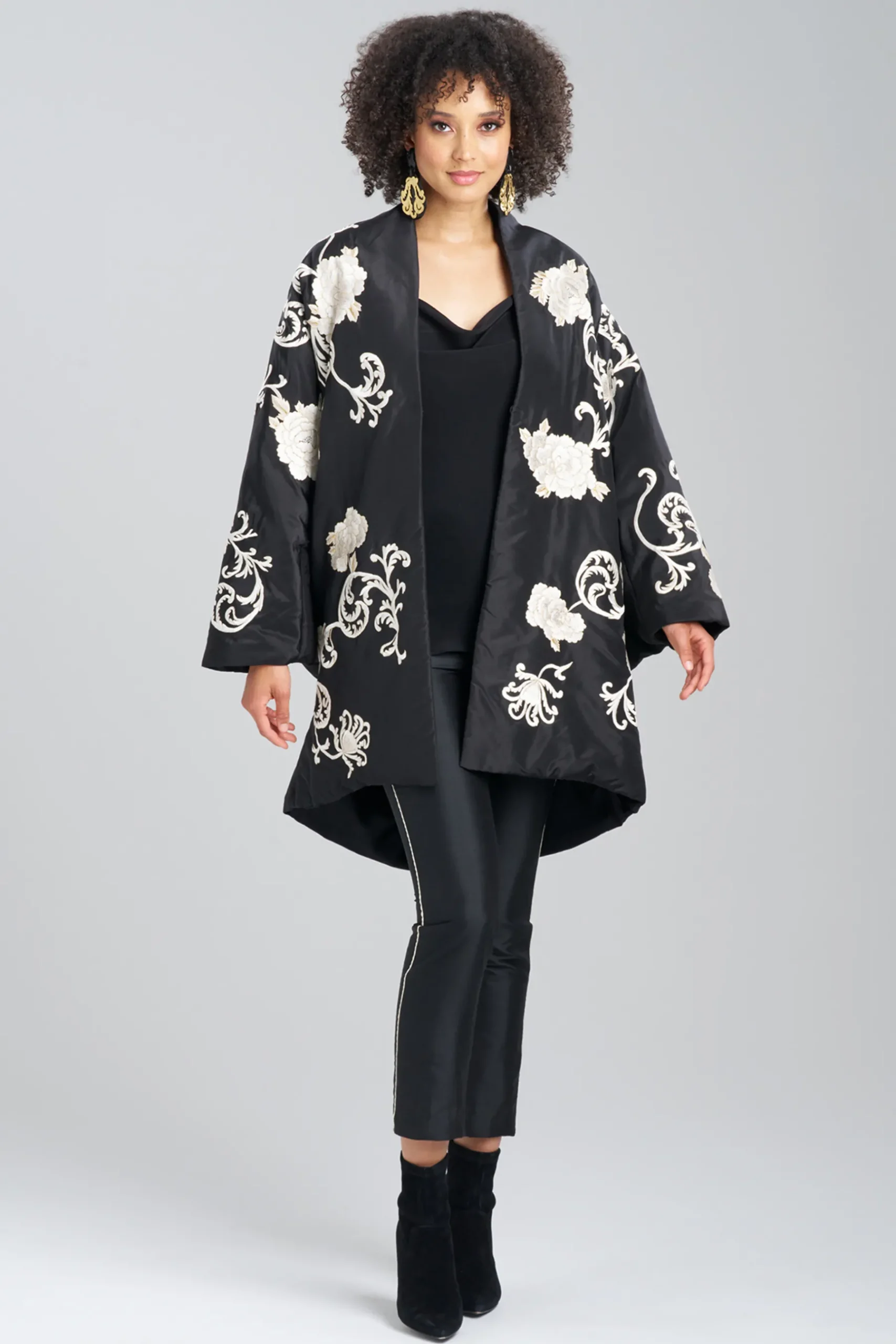 Natori Jackets & Outerwear|Couture Coats-Couture Silk Taffeta Embroidered Coat