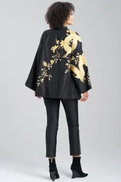 Natori Jackets & Outerwear|Couture Coats-Couture Silk Taffeta Embroidered Dragon Coat