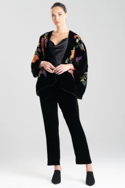 Natori Jackets & Outerwear|Couture Tops-Couture Velvet Cocoon Embroidered Topper