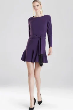 Natori Dresses-Crepe Dress With Fringe Belt