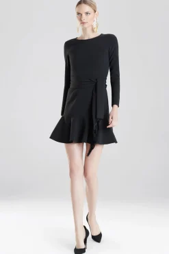 Natori Dresses-Crepe Dress With Fringe Belt