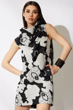 Natori Dresses-Cressida Applique Funnel Shift Dress