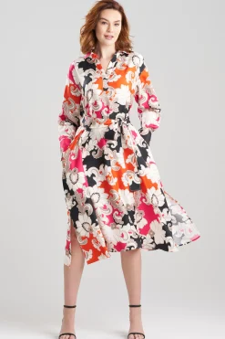 Natori Dresses-Cressida Printed Silk Twill Oversized Shirtdress