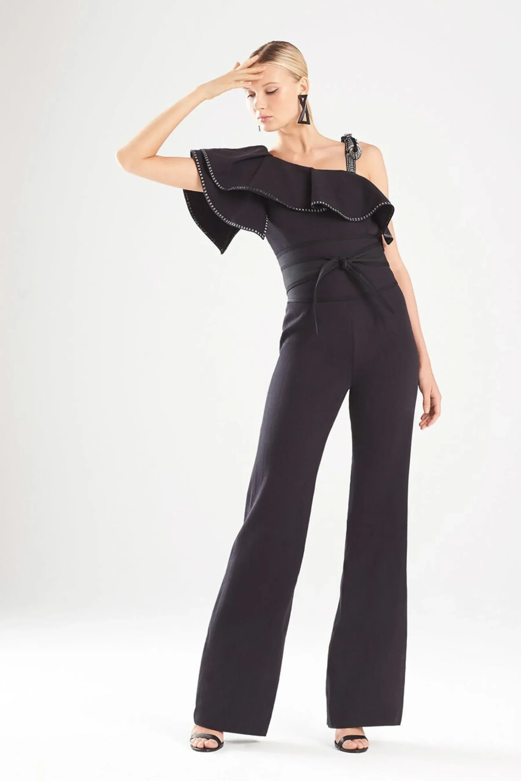 Natori Jumpsuits-Denim Ruffle Jumpsuit