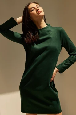 Natori Dresses-Double Jersey Mock Neck Sheath Dress