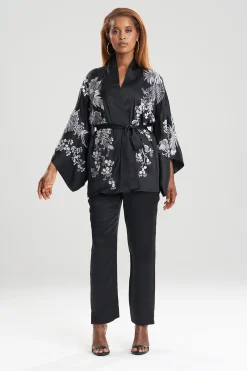 Natori Robes & Kimonos-Dragon Embroidery Silk Wrap