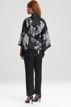 Natori Robes & Kimonos-Dragon Embroidery Silk Wrap