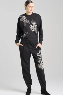 Natori Lounge Tops|Cardigans & Hoodies-Dragon French Terry Embroidered Unisex Sweater