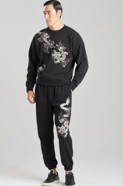 Natori Lounge Tops|Cardigans & Hoodies-Dragon French Terry Embroidered Unisex Sweater