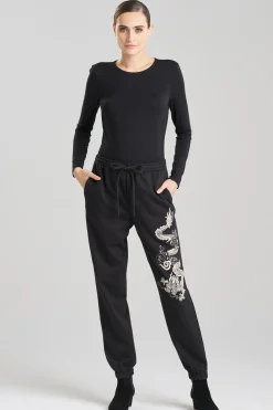 Natori Lounge Bottoms|Unisex-Dragon French Terry Embroidered Unisex Joggers