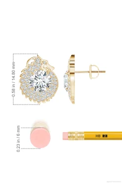 Natori Earrings|Dragon-Dragon Lab-Grown 14K Gold Round Diamond Earrings