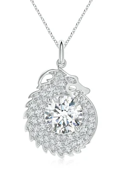 Natori Necklaces|Dragon-Dragon Lab-Grown 14K Gold Round Diamond Pendant Necklace