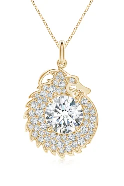 Natori Necklaces|Dragon-Dragon Lab-Grown 14K Gold Round Diamond Pendant Necklace