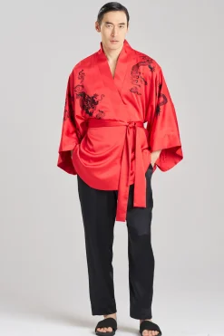 Natori Robes & Kimonos|Unisex-Dragon Luxe Charmeuse Embroidered Unisex Kimono