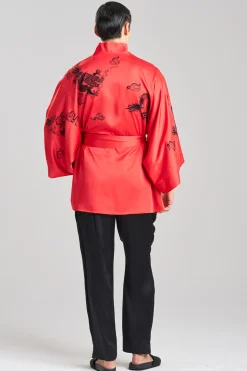Natori Robes & Kimonos|Unisex-Dragon Luxe Charmeuse Embroidered Unisex Kimono