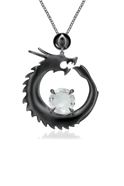 Natori Necklaces|Dragon-Dragon & White Topaz Slider Pendant Necklace