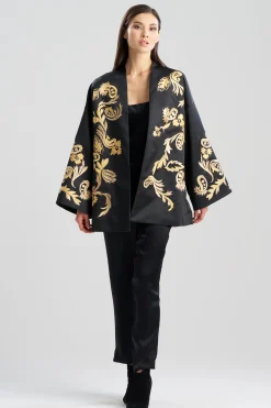 Natori Jackets & Outerwear-Duchess Satin Embroidered Coat