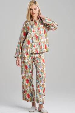 Natori Pajama Tops-Dynasty Button Front Top