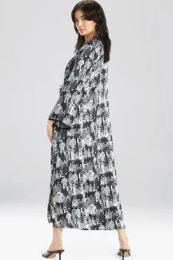 Natori Caftans|Caftan Dresses-Dynasty Mandarin Zip Caftan - Black