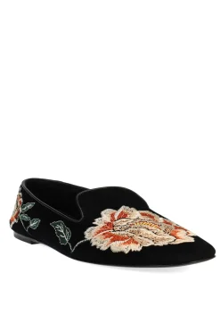 Natori Loafers-Edda Suede Embroidered Loafer