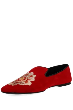 Natori Loafers-Edda Suede Embroidered Loafer