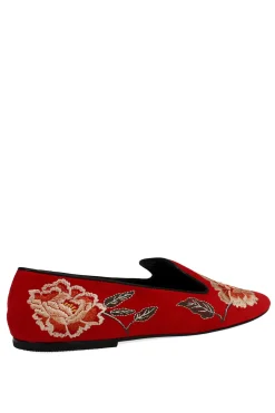 Natori Loafers-Edda Suede Embroidered Loafer
