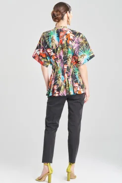 Natori Tops, Shirts & Tunics-El Nido Cotton Poplin Mandarin Pleated Top