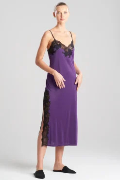 Natori Gowns-Enchant Lace Slit Gown