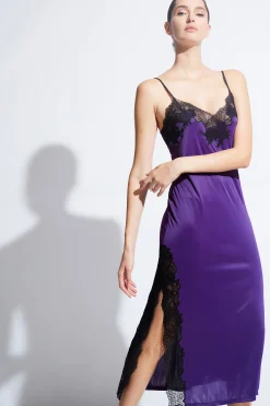 Natori Gowns-Enchant Lace Slit Gown