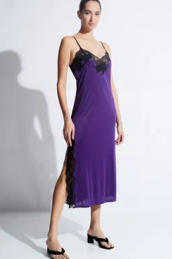 Natori Gowns-Enchant Lace Slit Gown